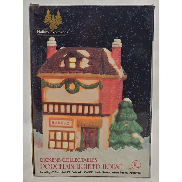 Vtg 1992 Bakery Holiday Expressions Dickens Lighted Christmas Porcelain Village - Picture 7 of 9